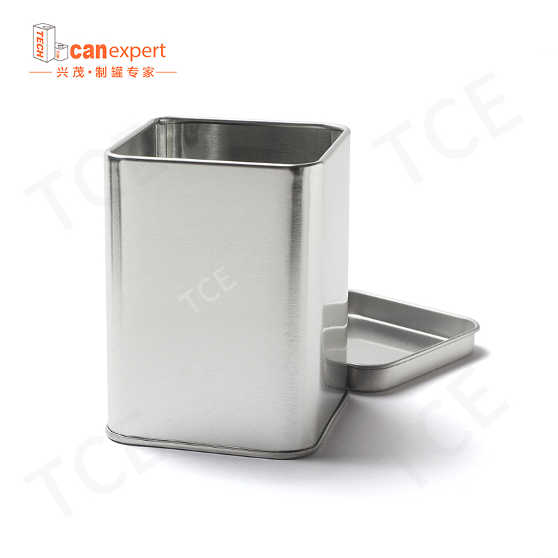 Pequeno quadrado retângulo de metal de metal grau deslizante de lata de lata de vedação automática embalagem com tampa para chá