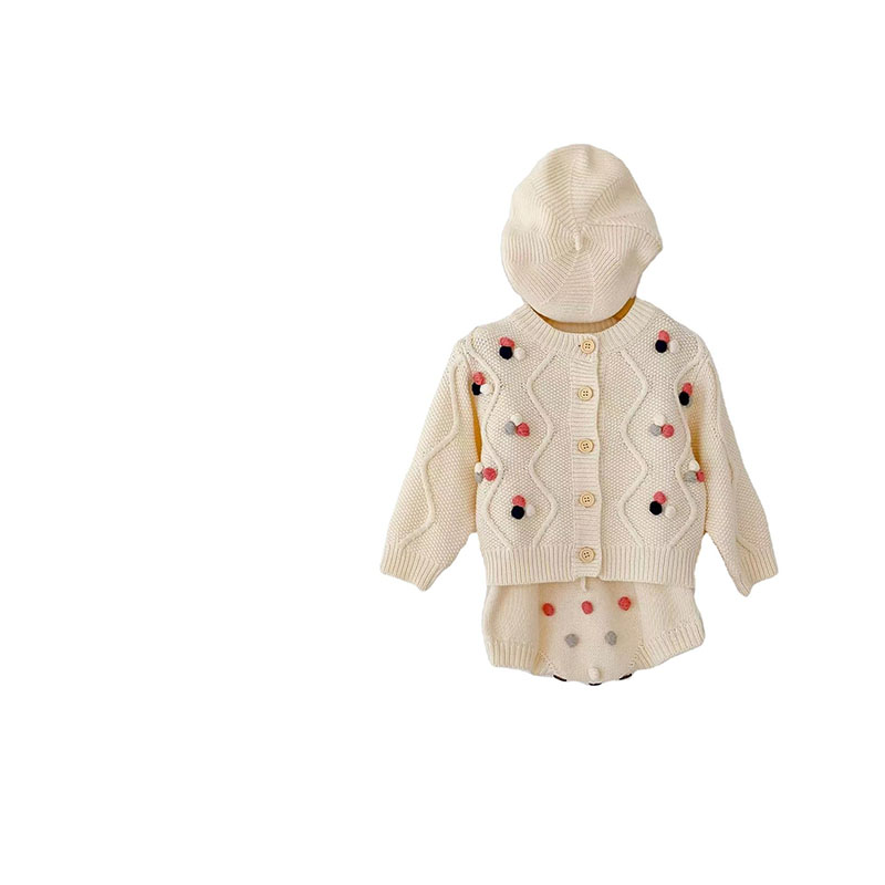 Menina da primavera e outono do bebê de terno de bebê \\ s e feminino pequeno casaco de peur bola rastejando traje de duas peças