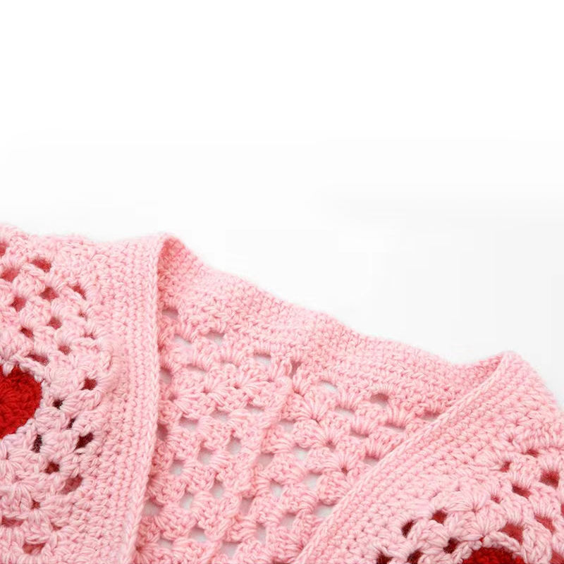 Suéter curto de crochê de crochê amadurece bordado de bordado suéter de cardigã