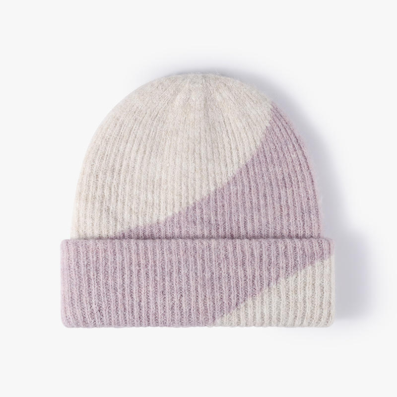 Inverno ao ar livre feminino simples feminino quente cor de lã de malha de malha de chapéu de moda
