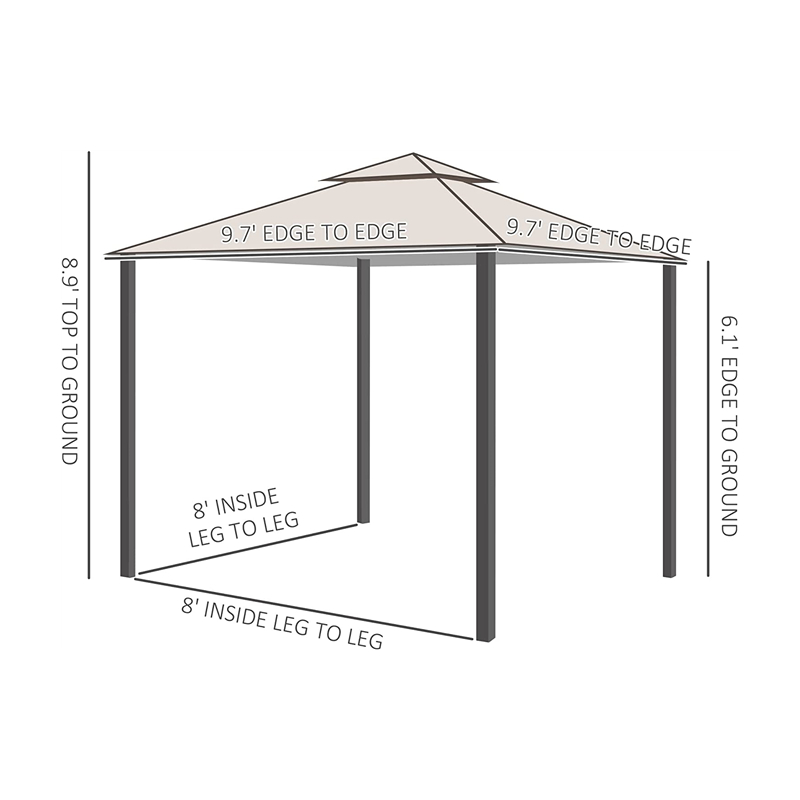 10 \\ 'x 10 \\' Patio Gazebo Canopy Tent com paredes laterais de malha, dossel de duas camadas para quintal, bege