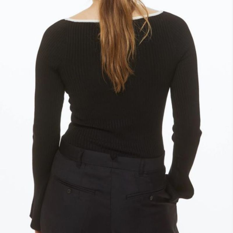 Tops de colarinho largo de moda malha suéteres básicos de manga longa fino para mulheres