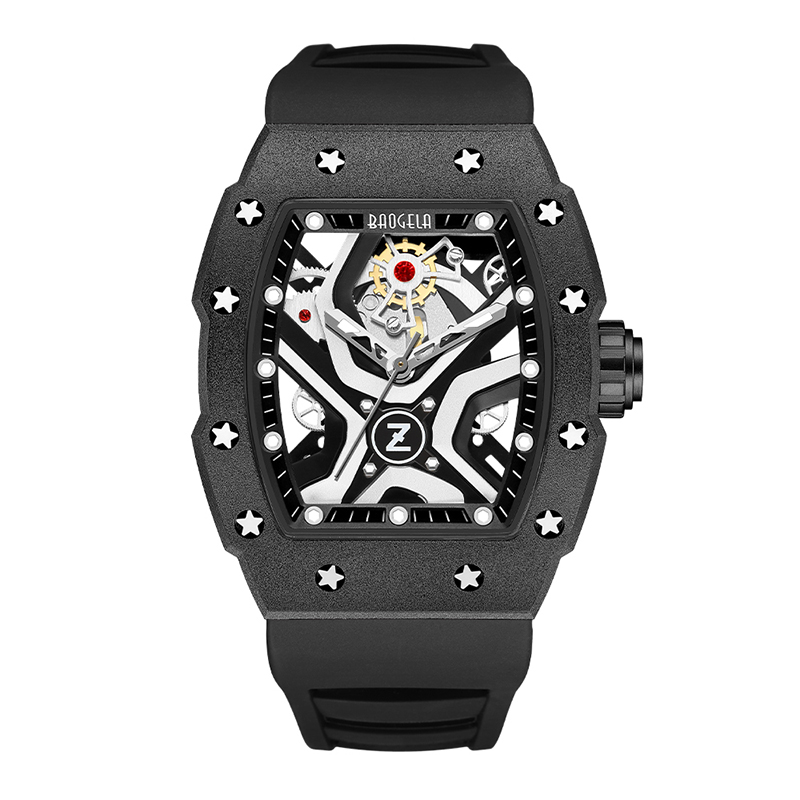 Baogela Top Brand Watches for Men Moda Sport Sport à prova d'água Vista mecânico de 50bar Casual Stainless Watch Japan Relloj Hombre 4143