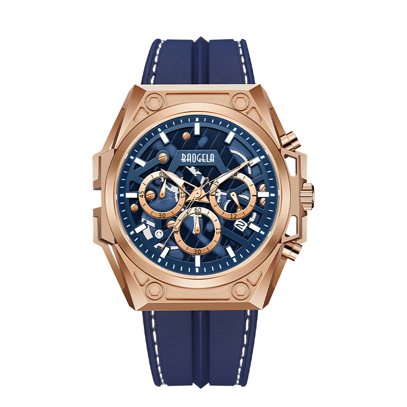 Baogela Luxury Stainless Watches Men Luxury Brand Sport Leather StrapWatch Watch Cronograph Quartz Watch 22605