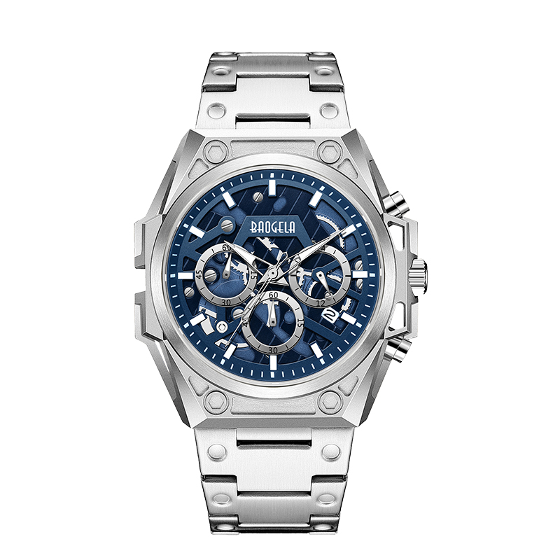 Baogela Luxury Stainless Watches Men Luxury Brand Sport Leather StrapWatch Watch Cronograph Quartz Watch 22605