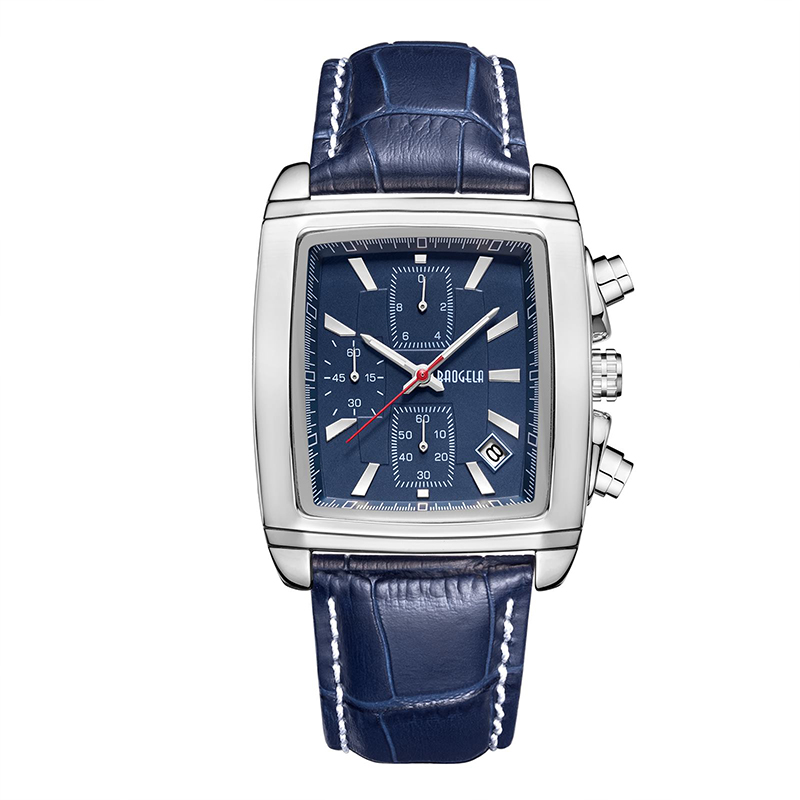 BAOGELA RETANGLEL Dial Strap Watch for Men Casual Blue Chronógrafo Quartz Relógios Man Wristwatch Montre RelOJ чччы мжж 22607