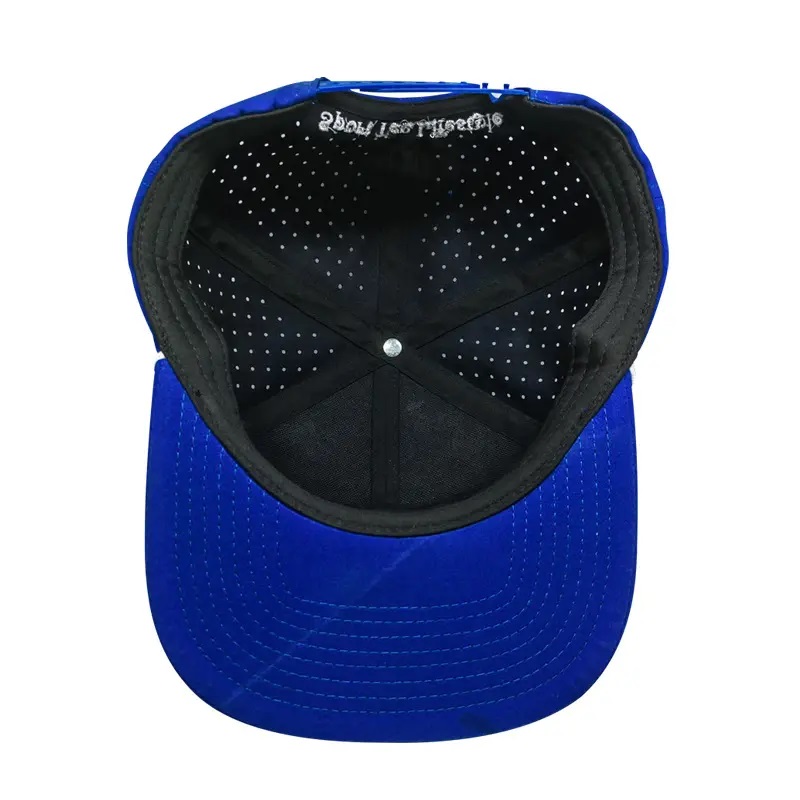Chapéu perfurado de 7 painéis de alta qualidade personalizado, boné de beisebol de bordado 3D mensal com corda