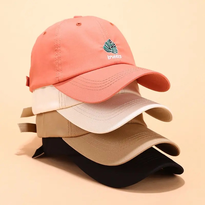 Algodão Custom 6 painel Chapéu de pai, logotipo bordado de chapéu de painão estruturado Custom