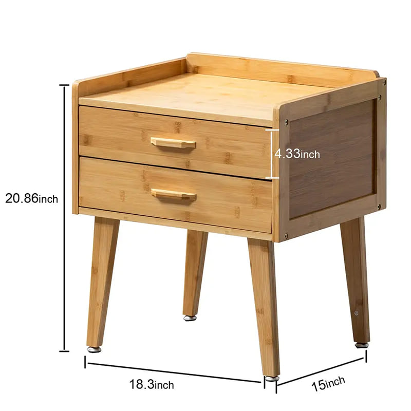 Mesa final de bambu com mesa de cabeceira para gavetas para pequenos espaços de armazenamento de armazenamento mesa lateral para o quarto