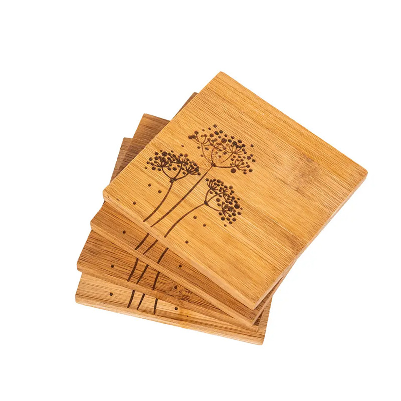 Eco Friendly Bamboo Hand Craft Non Slip Beer Coaster 4 Conjunto
