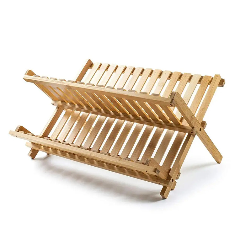Rack de secagem de pratos de bambu