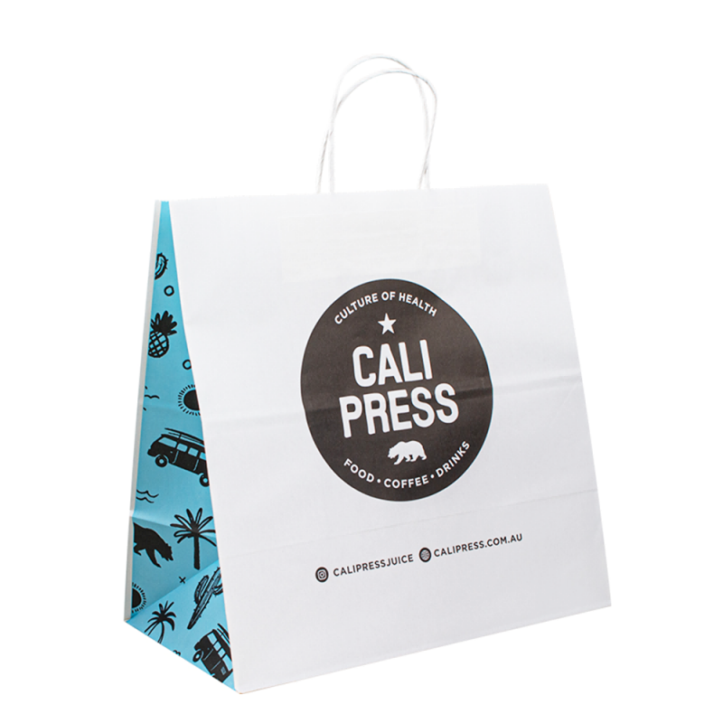Saco de papel preto branco com logotipo, sacos de papel marrom reciclados com alça, bolsa de compras de papel Kraft personalizada com seu próprio logotipo