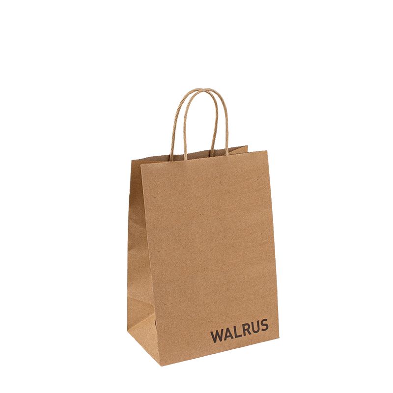 Bolsa de papel Kraft reciclável com logotipo saco de papel de compras personalizado para comida com alça de alça
