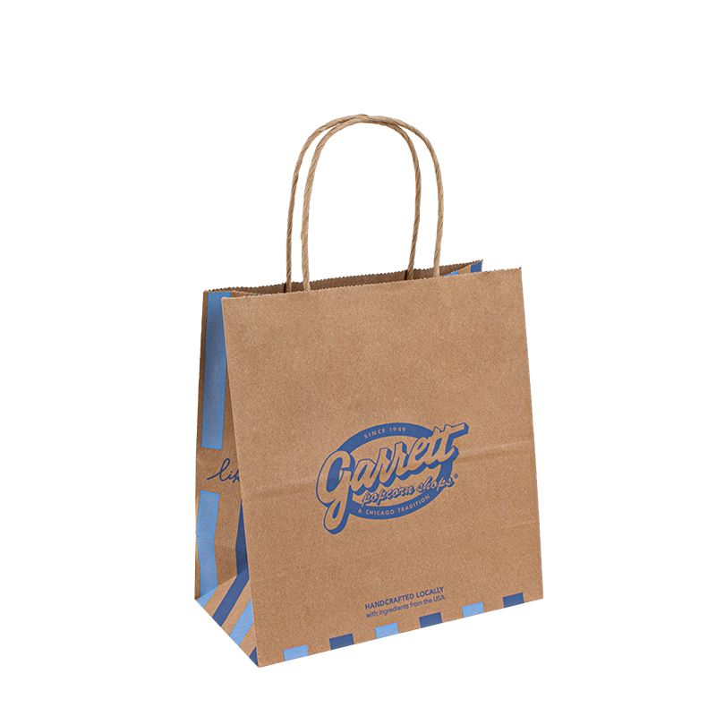 Bolsa de papel Kraft reciclável com logotipo saco de papel de compras personalizado para comida com alça de alça