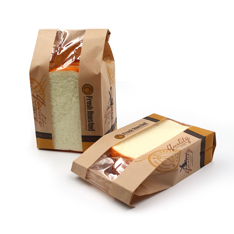 Sacos de pão recicláveis ​​de papel plano compostável com janela