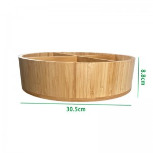 Bandeja Oragnizer de armazenamento de bandeja giratória de bambu