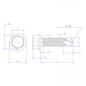 Flange hexagonal em aço inoxidável auto-parafusos de rosca