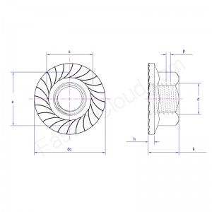 porca flangeada hexagonal com serrilhado