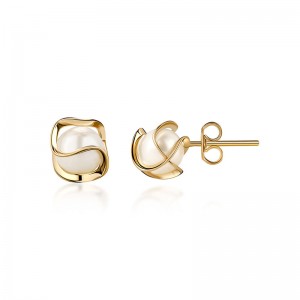 Brincos de pérola folheados a ouro 18K Hongde, 4 mm