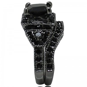 Anel denoiva Hongde Black Onyx Princess Cut Aniversário de casamento com diamante para mulher e homem