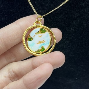 Colar longo de pendente de ouro personalizado reversível