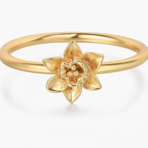 Requintado ouro 18k-Anel floral de prata esterlina de 925 com delicados design de flores florescentes -natureza elegante e leve-Jóias inspiradas para mulheres