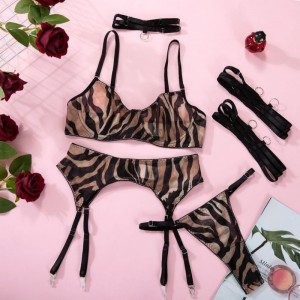 New Style Sheer Mesh Bra. Um três sexy-Conjunto de lingerie com padrões de zebra para um toque atraente My98806 Preço:$119.99