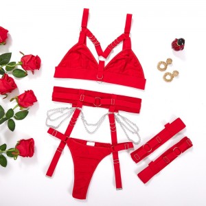Inscrevações européias e americanas-Border Sexy Lingerie Set: A Three-Pedaço definido para mulheres, incluindo cós de ligação, anel da perna e elementos ajustáveis, com um toque de eróticoflairmy96629Price:$119.99