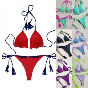 Sexy dois - Biquíni para garotas gostosas. Estilo do triângulo, duplo - cor lateral - bloqueando. Maiô de biquíni de praia, três - Point Style 8826 Preço:$79.99