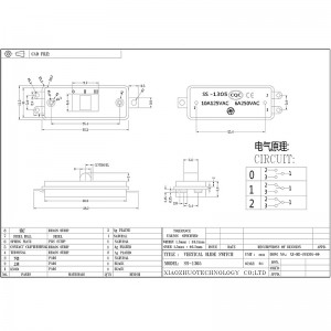interruptor de deslizamento SS1305, secador de cabelo, cobertor elétrico, interruptor elétrico de carro, interruptor de alta corrente de corrente interruptor de slide