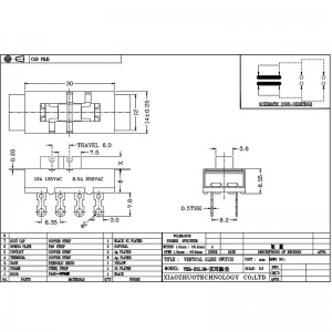 interruptor de slide ss23l16, alta corrente, três-Posição, dupla-Linha, 8-PIN, interruptor de triturador, interruptor deslizante vertical para equipamento mecânico