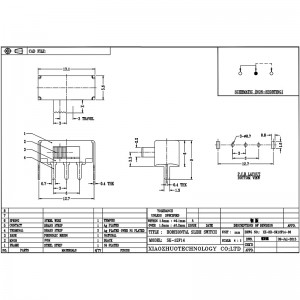 interruptor de slide SK12F14 Lado-puxe o interruptor horizontal, lâmpada de teto-Puxe o interruptor do slide, único-Linha 3-PIN vertical slide interruptor