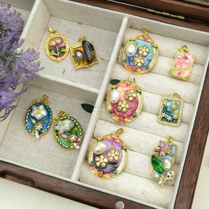 Pingente de pintura a óleo vintage